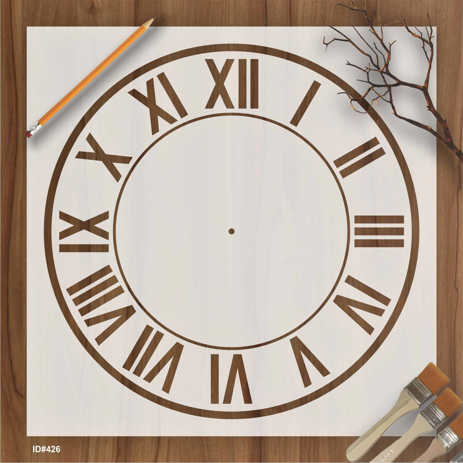 Roman Digits Clock Reusable Stencil Reusable Stencil For Canvas And Wall Painting.ID# 426