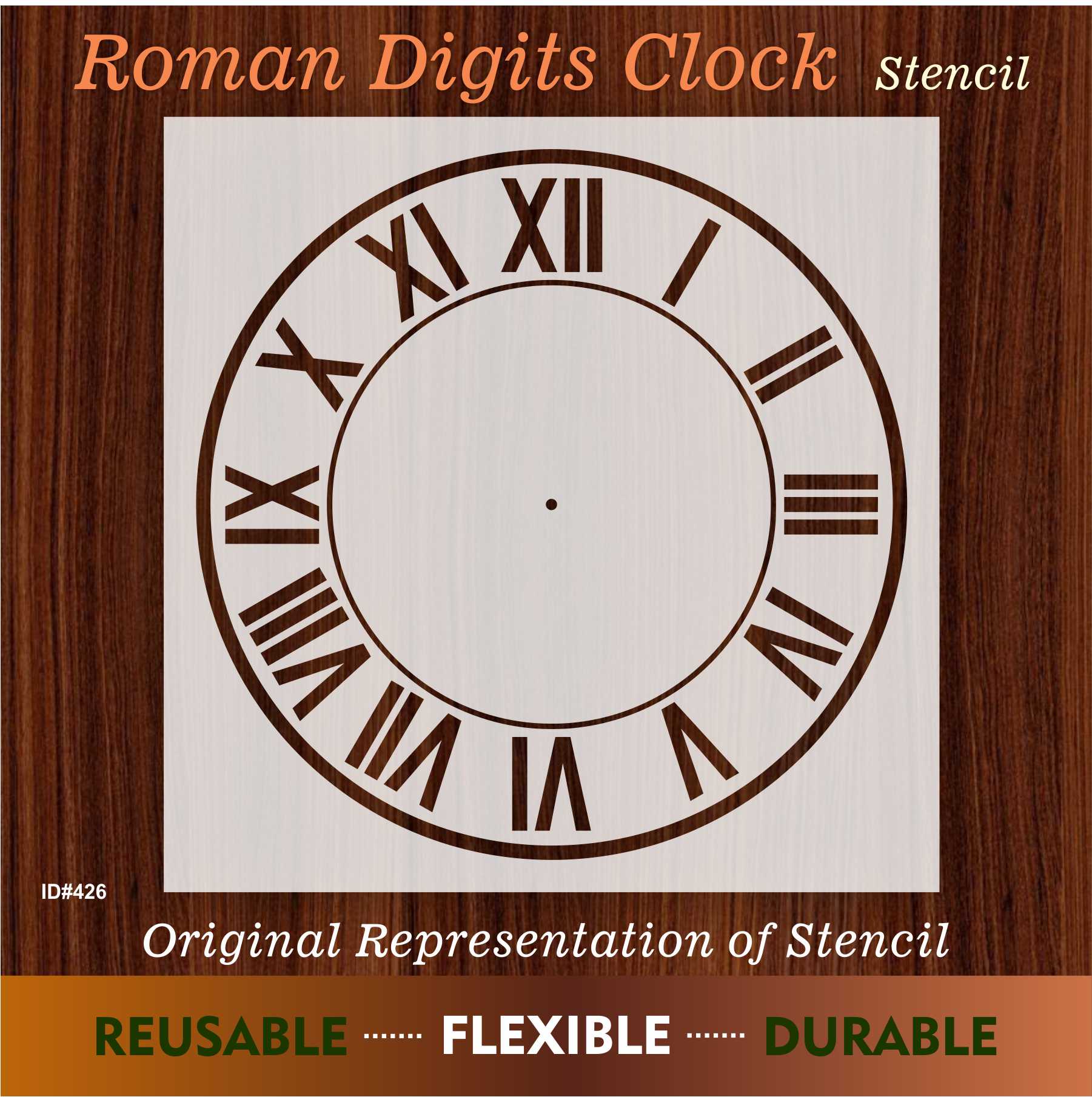 Roman Digits Clock Reusable Stencil Reusable Stencil For Canvas And Wall Painting.ID# 426 - Image 7