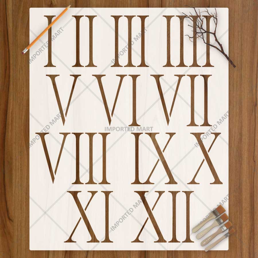 Roman Numeral Clock Stencil for Wall, Wood & Furniture Painting – Vintage Number Design – ID# 774