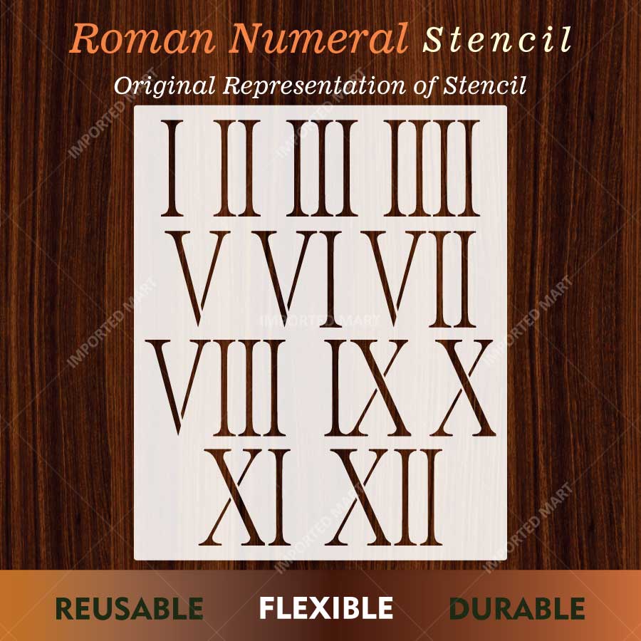Roman Numeral Clock Stencil for Wall, Wood & Furniture Painting – Vintage Number Design – ID# 774 - Image 2