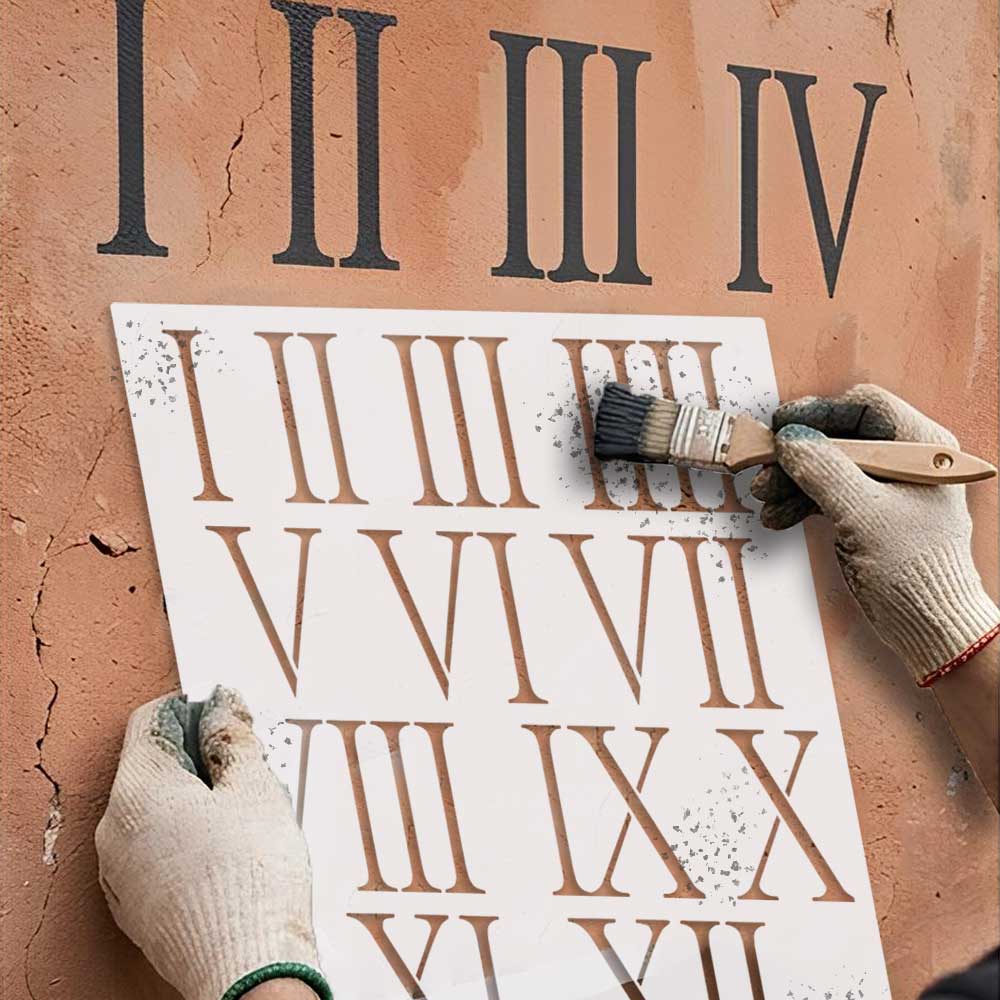 Roman Numeral Clock Stencil for Wall, Wood & Furniture Painting – Vintage Number Design – ID# 774 - Image 8