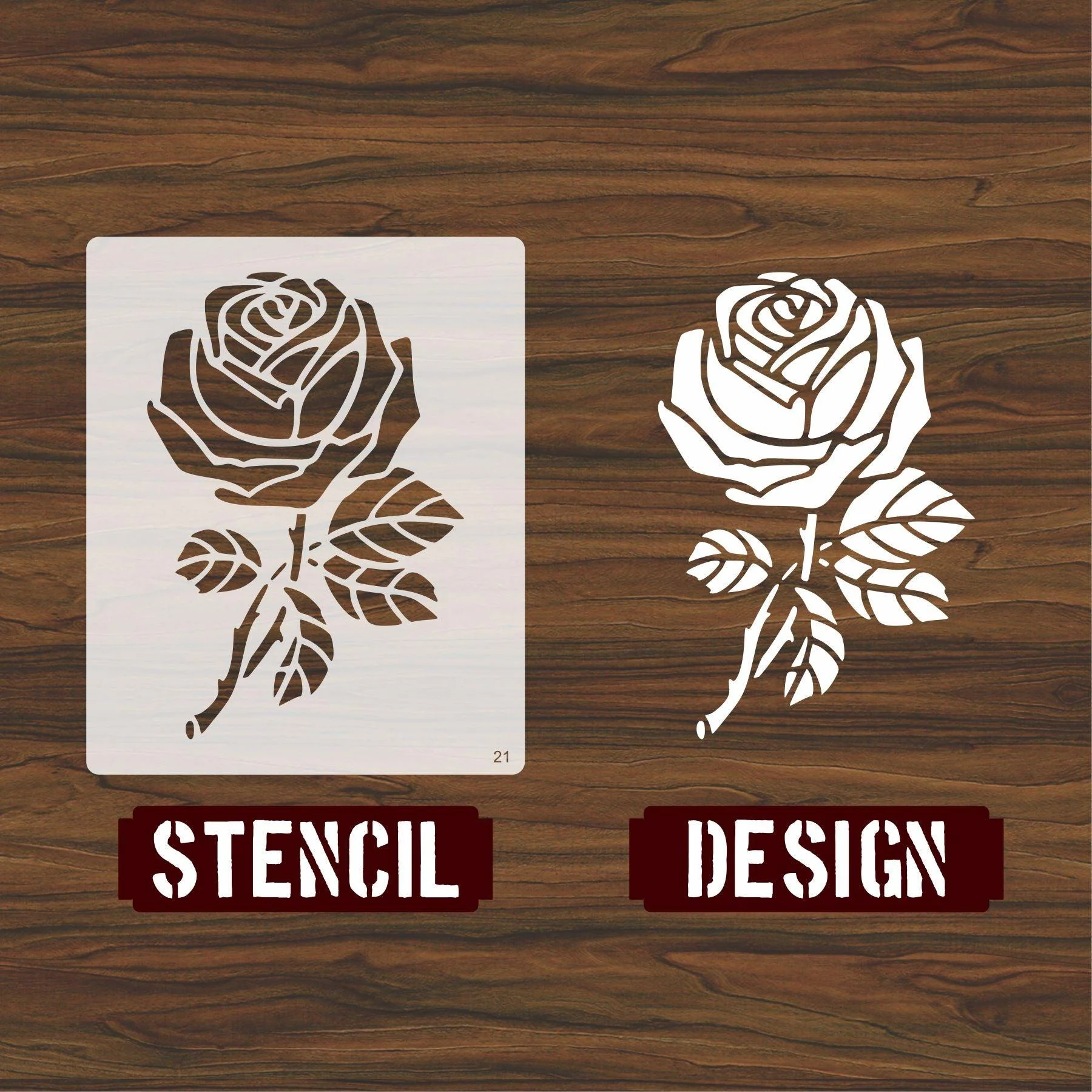 Rose Flower Reusable Stencil for Canvas and wall painting.ID#21 - Image 2