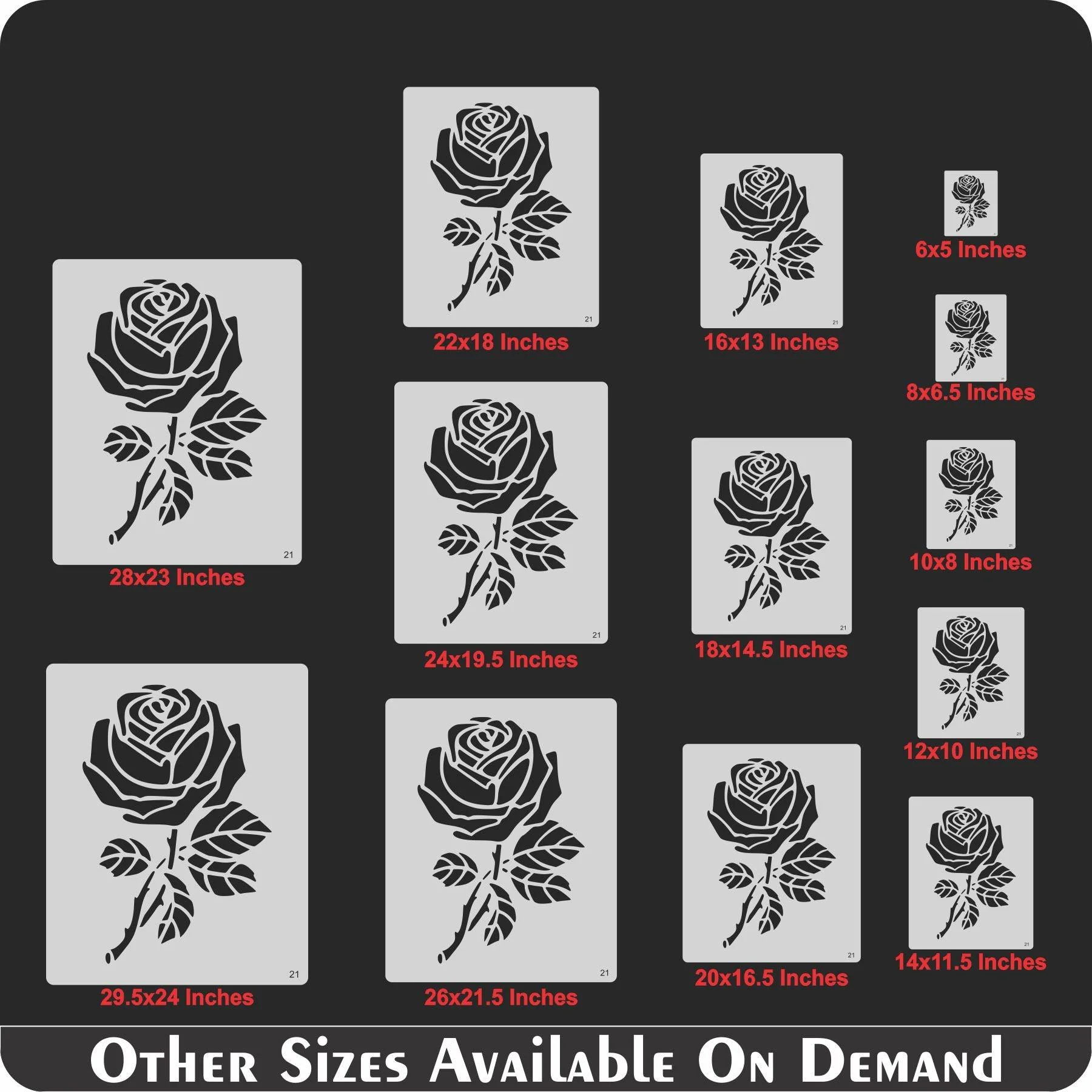 Rose Flower Reusable Stencil for Canvas and wall painting.ID#21 - Image 4