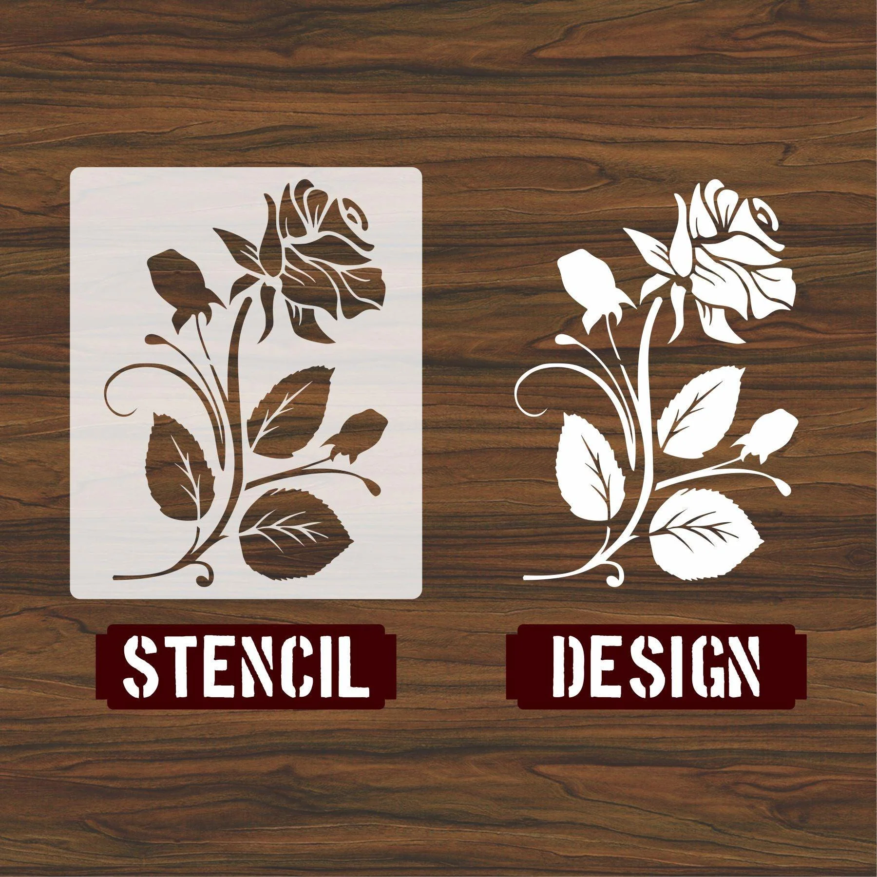 Rose Flower Reusable Stencil for Canvas and wall painting.ID#22 - Image 2