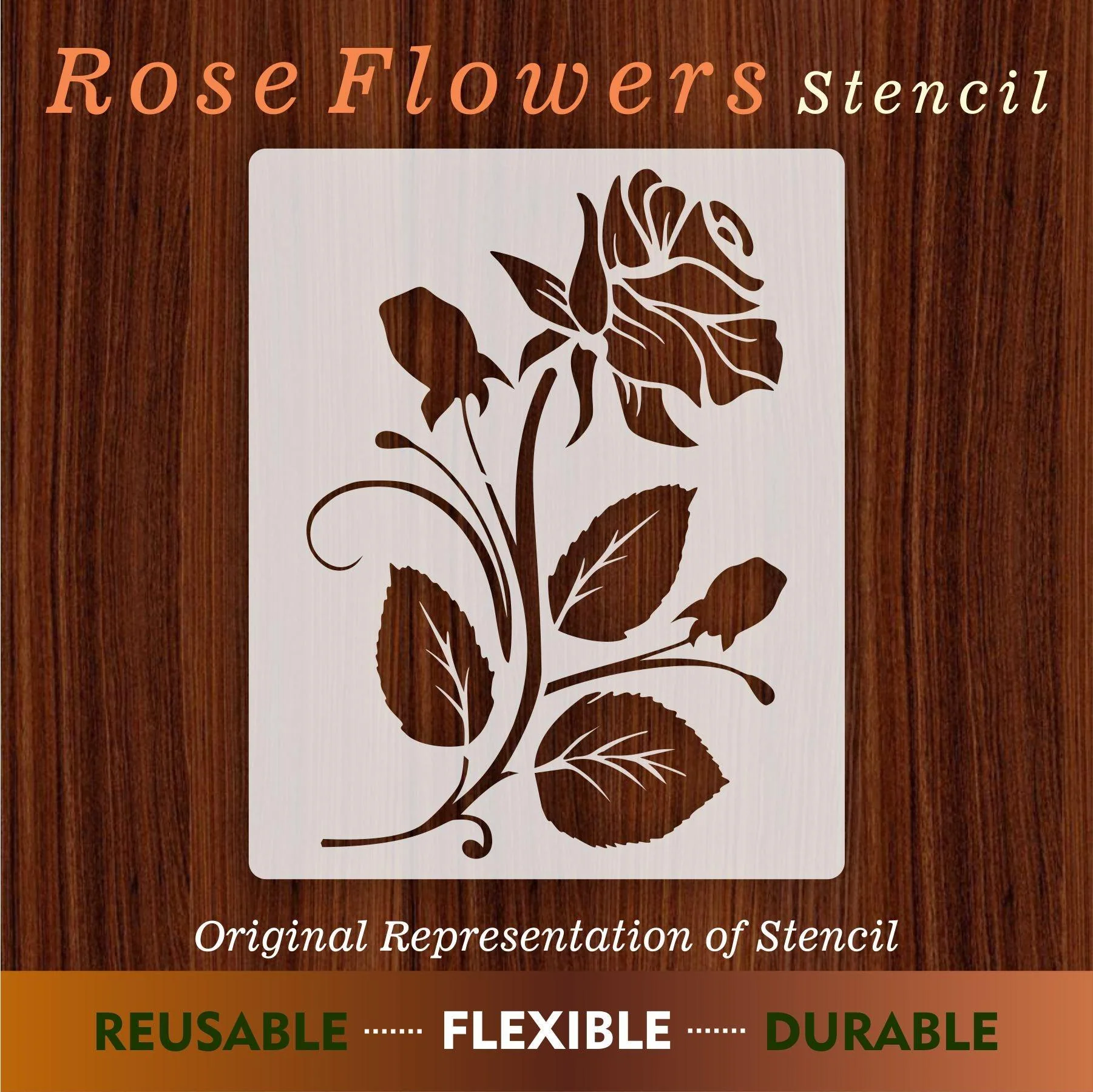 Rose Flower Reusable Stencil for Canvas and wall painting.ID#22 - Image 5