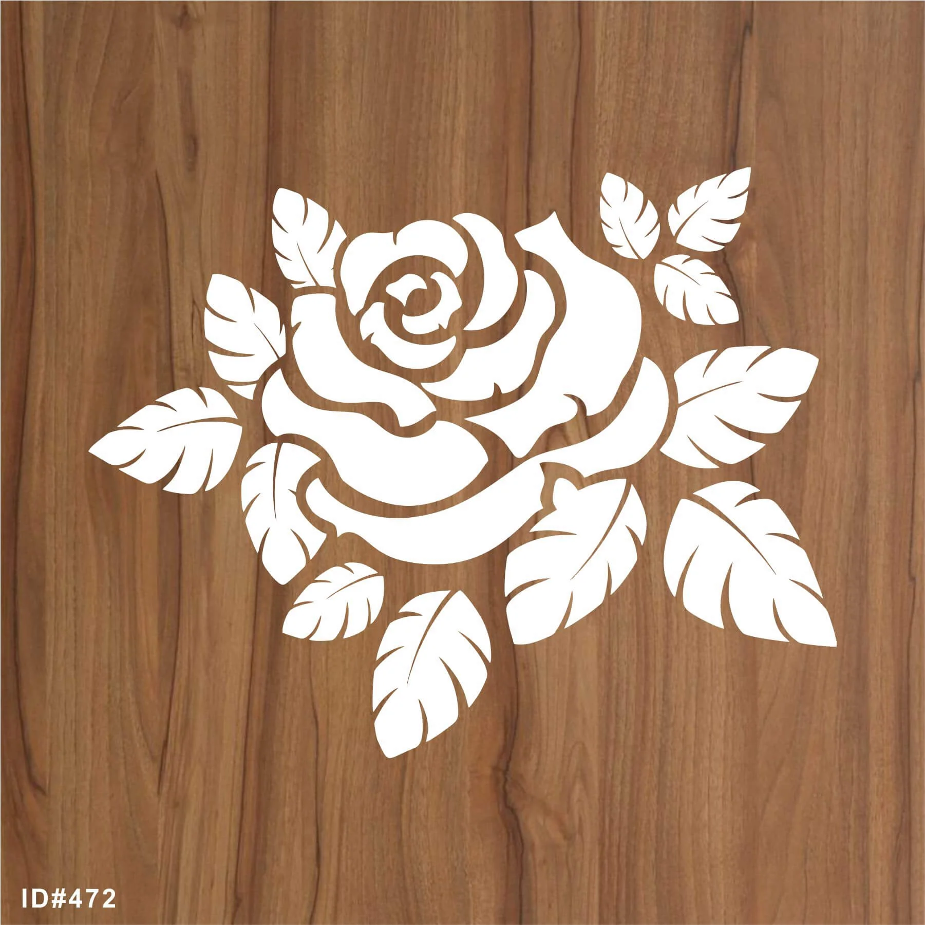Asian Rose With Leaves Reusable Stencil for Canvas and wall painting.ID#472 - Image 2
