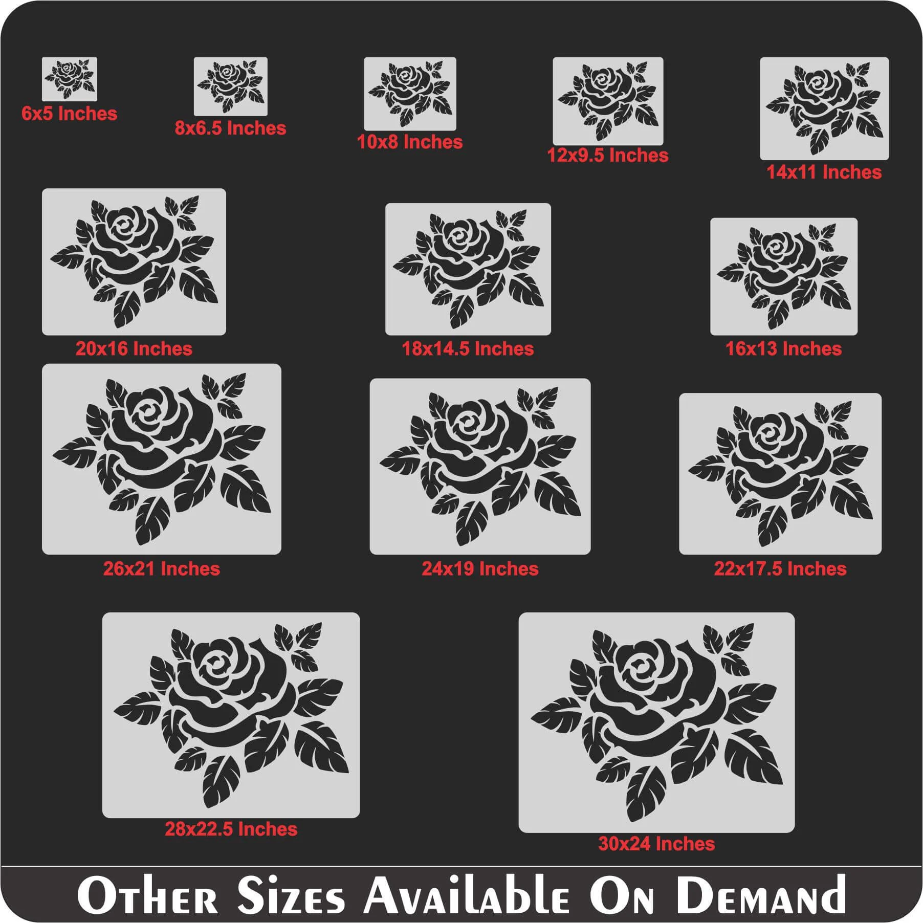 Asian Rose With Leaves Reusable Stencil for Canvas and wall painting.ID#472 - Image 9