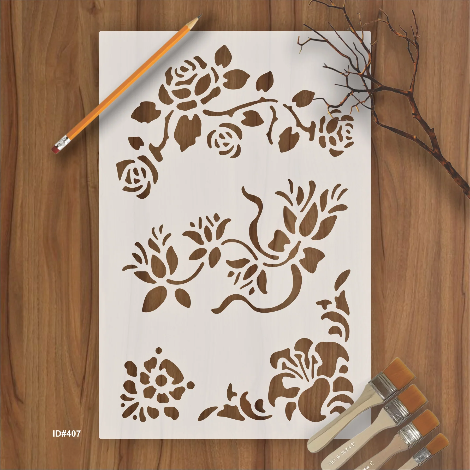 Rose Flower Stencil Airbrush Scrapbook Coloring Embossing Album Diary Journal Drawing Copy Templates. ID #407
