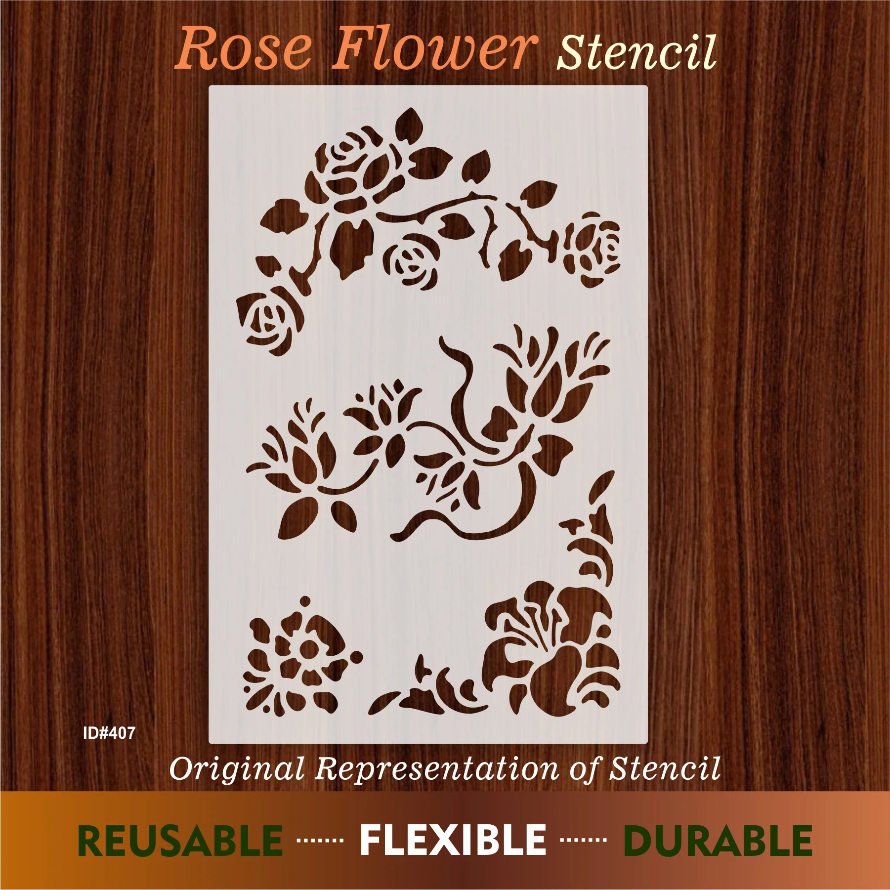 Rose Flower Stencil Airbrush Scrapbook Coloring Embossing Album Diary Journal Drawing Copy Templates. ID #407 - Image 7