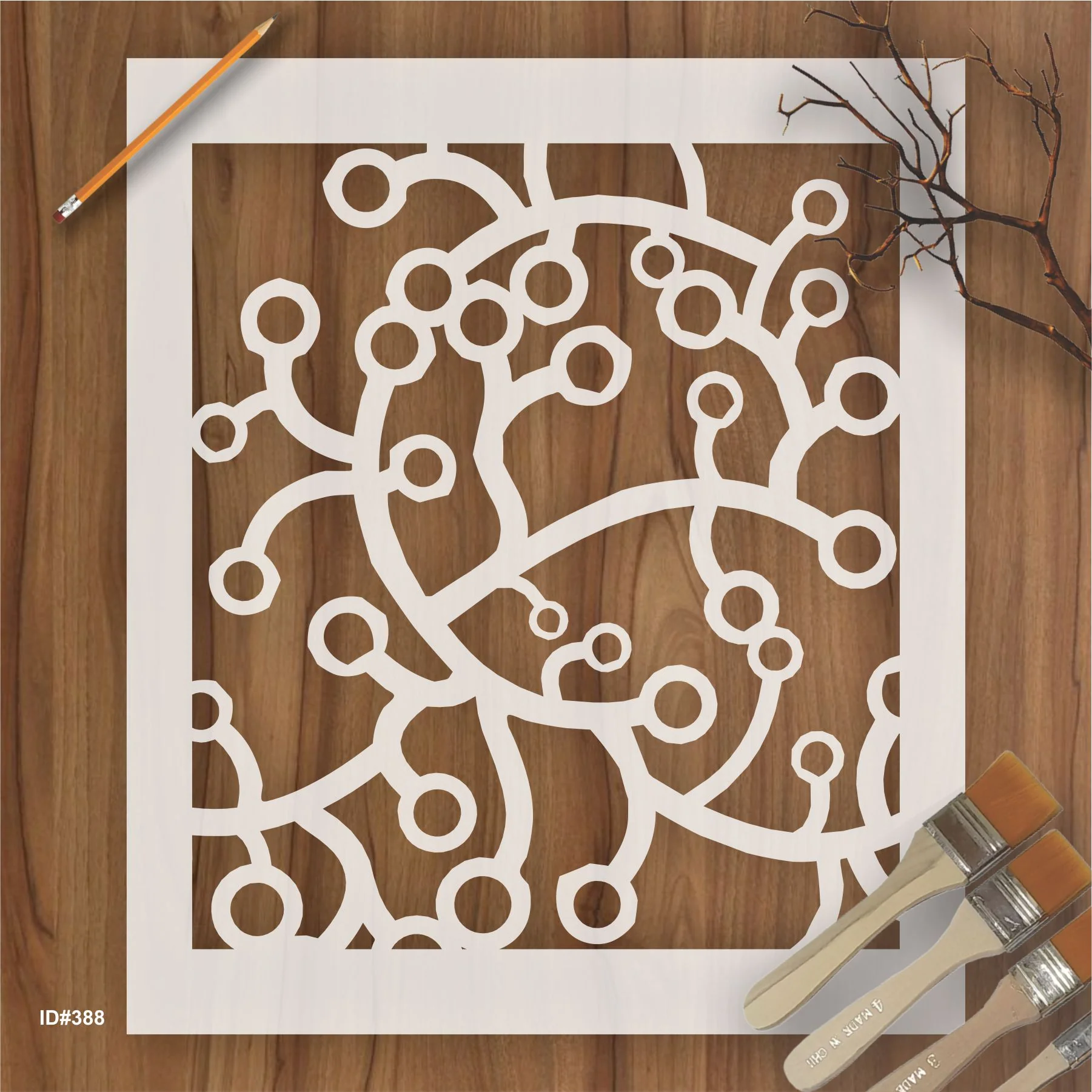 Round Abstrect Pattern Reusable Stencil For Canvas And Wall Painting.ID #388