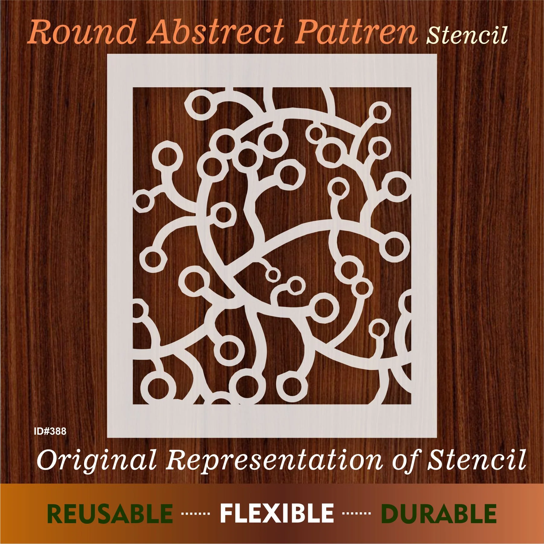 Round Abstrect Pattern Reusable Stencil For Canvas And Wall Painting.ID #388 - Image 6