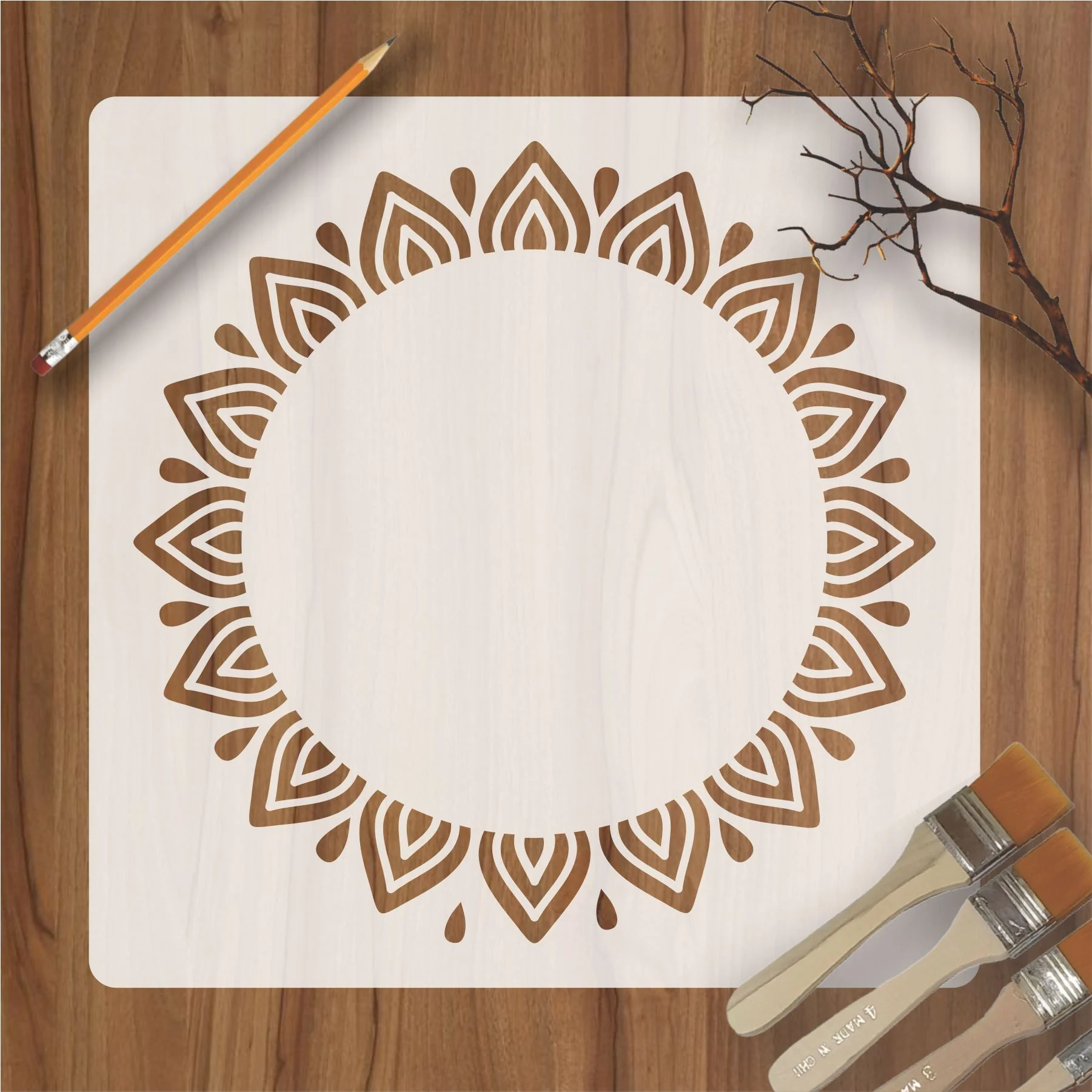 Round Art Mandala Reusable Stencil For Canvas And Wall Painting.ID#252