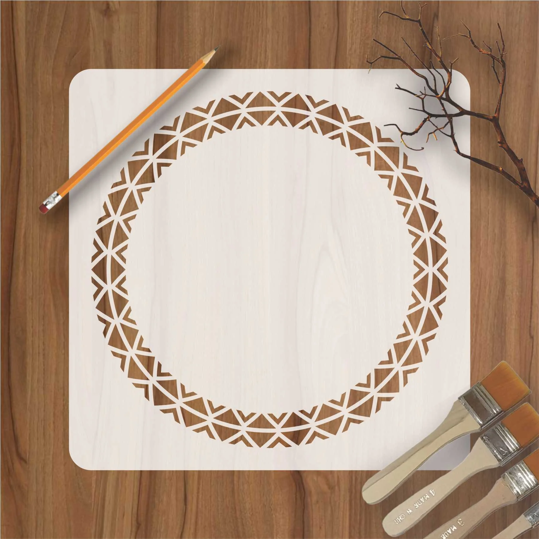 Round Border Reusable Stencil For Canvas And Wall Painting.ID#246