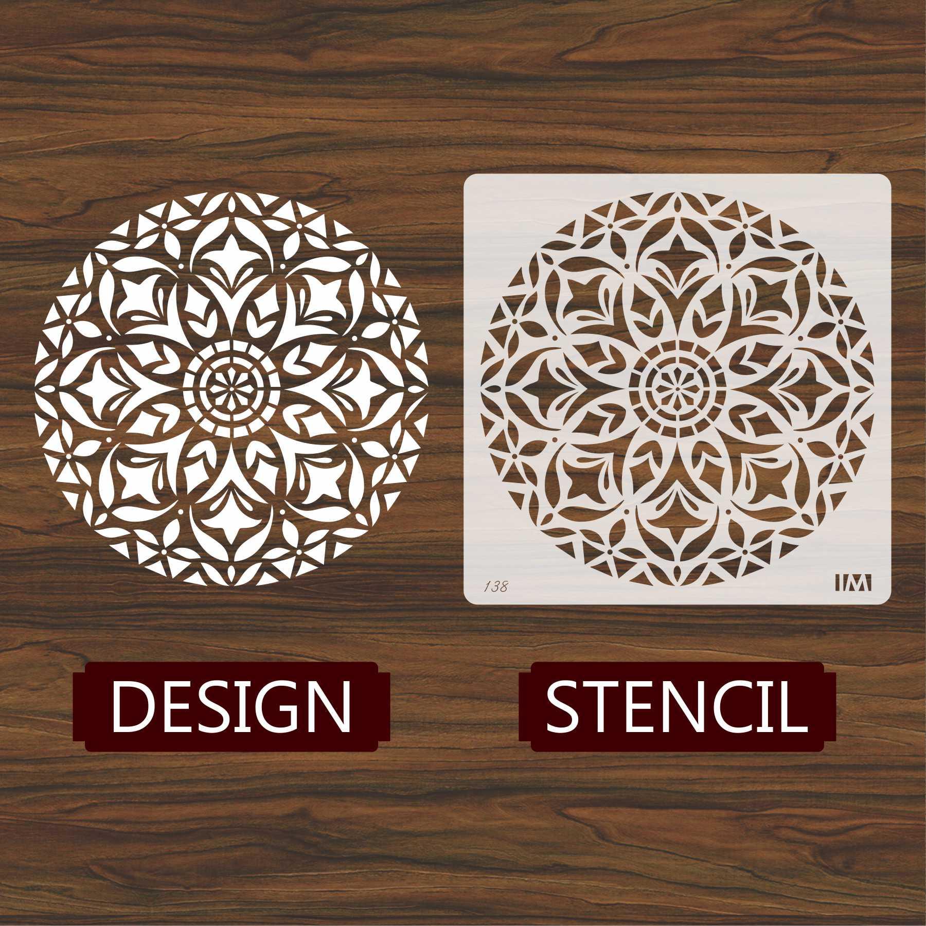 Round Floral Mandala Reusable Stencil For Canvas And Wall Painting.ID#138 - Image 2
