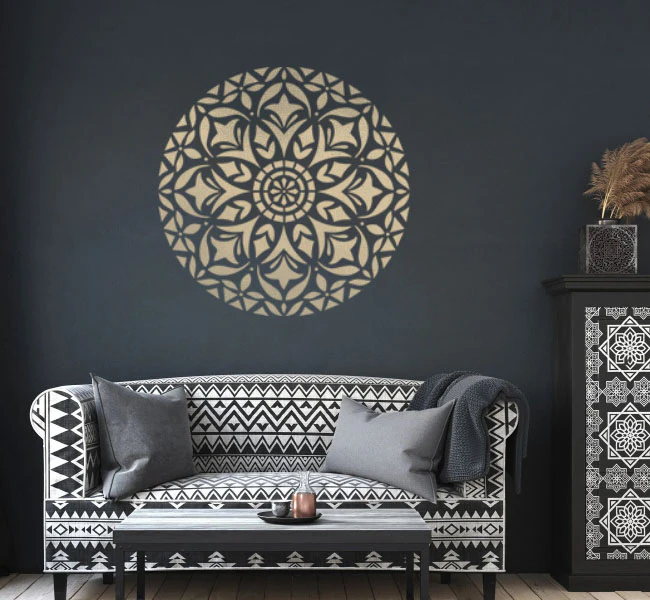 Round Floral Mandala Reusable Stencil For Canvas And Wall Painting.ID#138 - Image 3
