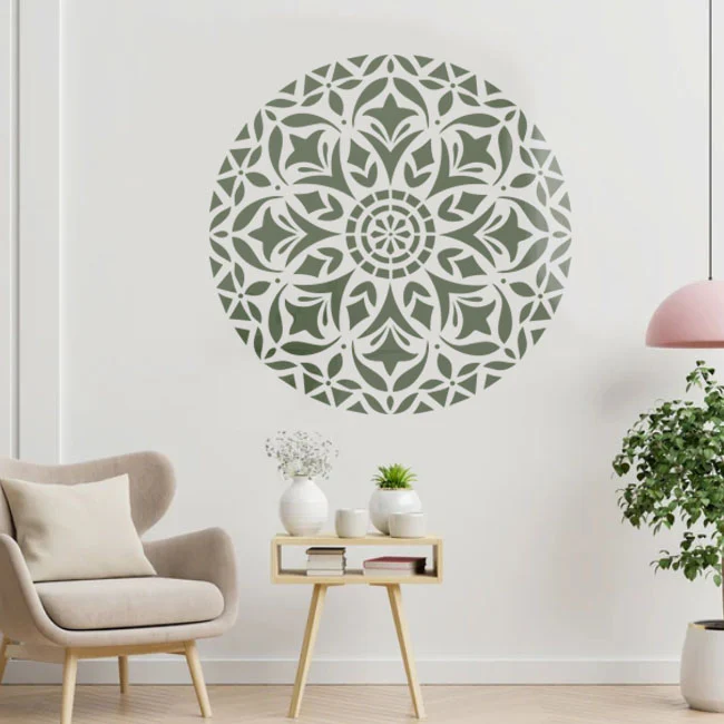 Round Floral Mandala Reusable Stencil For Canvas And Wall Painting.ID#138 - Image 4