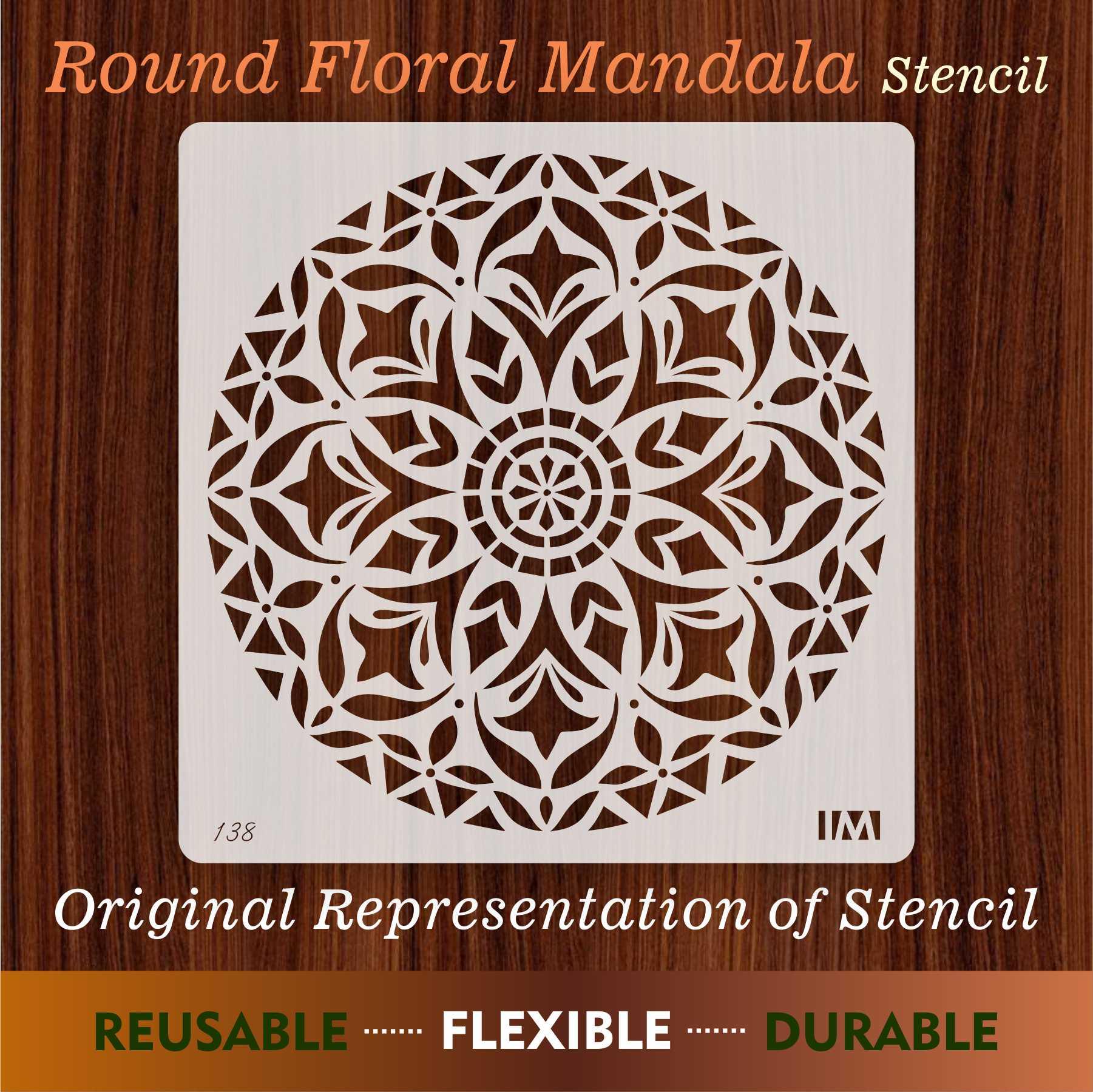 Round Floral Mandala Reusable Stencil For Canvas And Wall Painting.ID#138 - Image 5