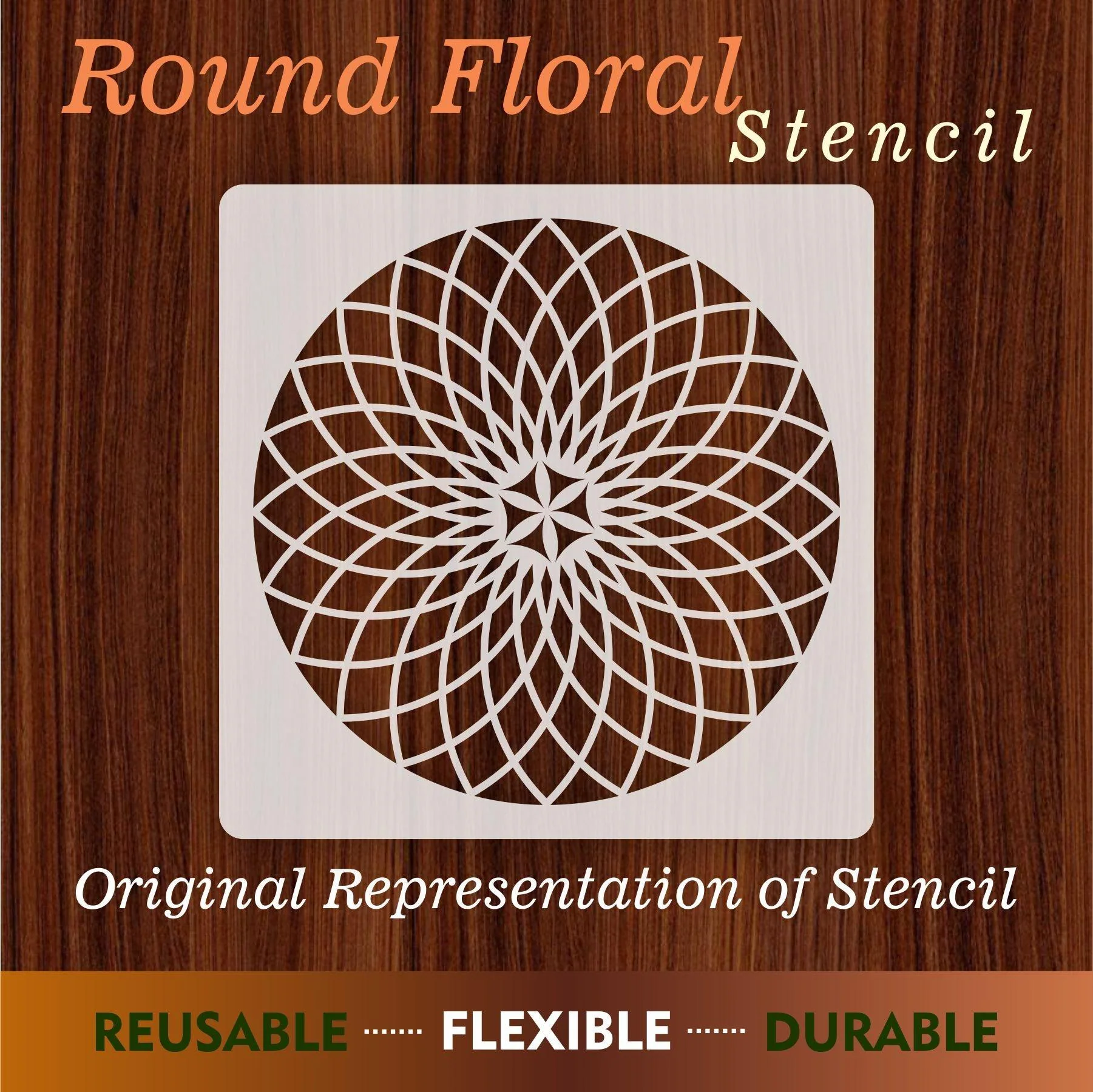 Round floral Reusable Stencil for Canvas and wall painting.ID#43 - Image 4