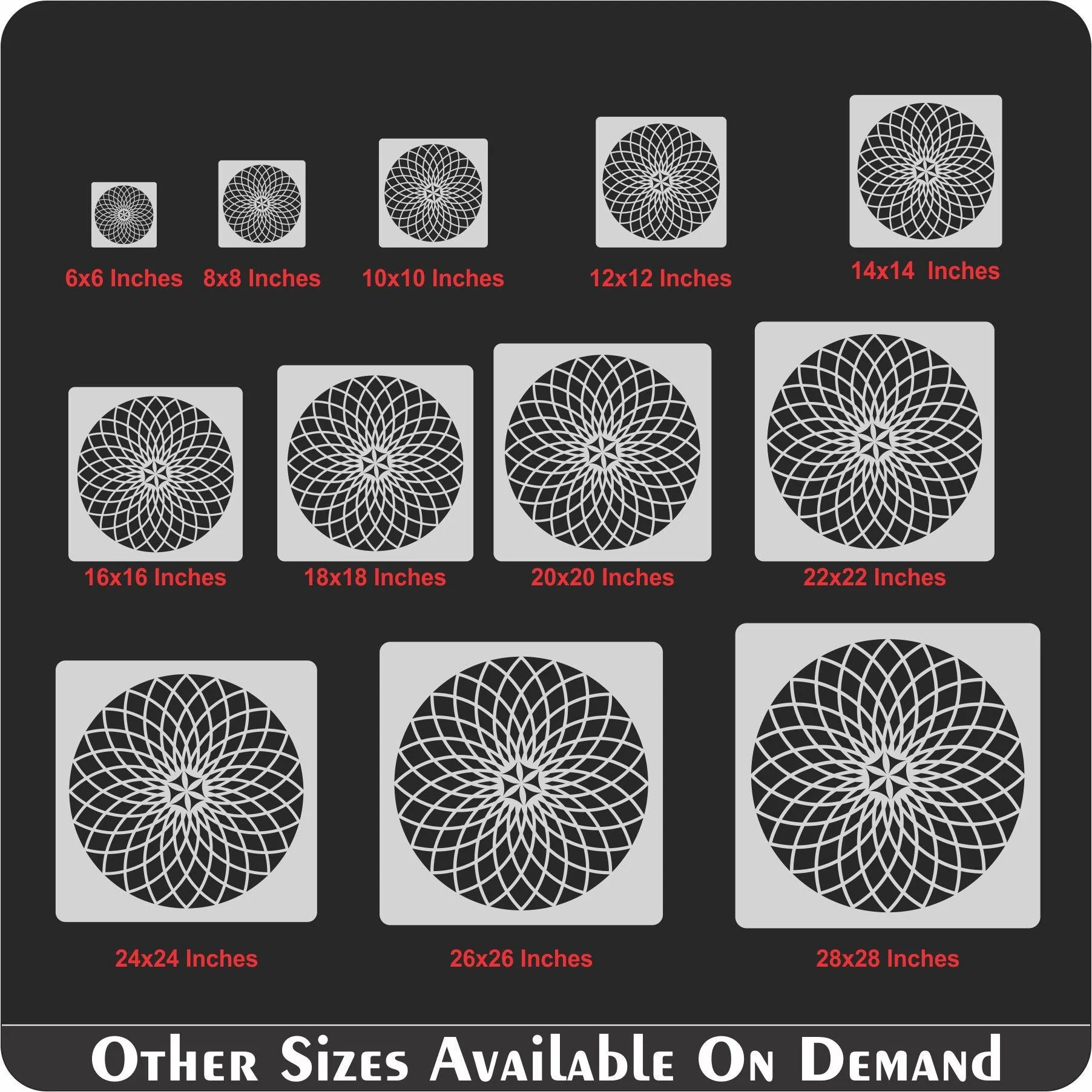 Round floral Reusable Stencil for Canvas and wall painting.ID#43 - Image 5