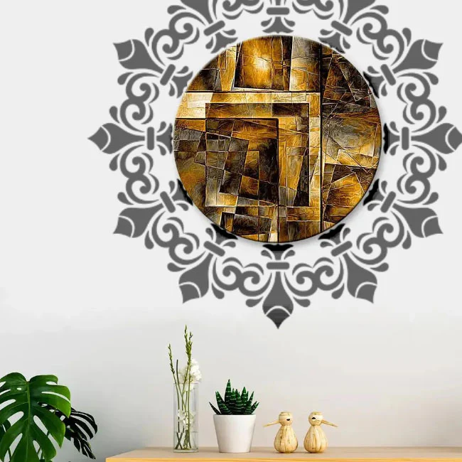 Round Frame Border Mandala Reusable Stencil For Canvas And Wall Painting.ID#254 - Image 3