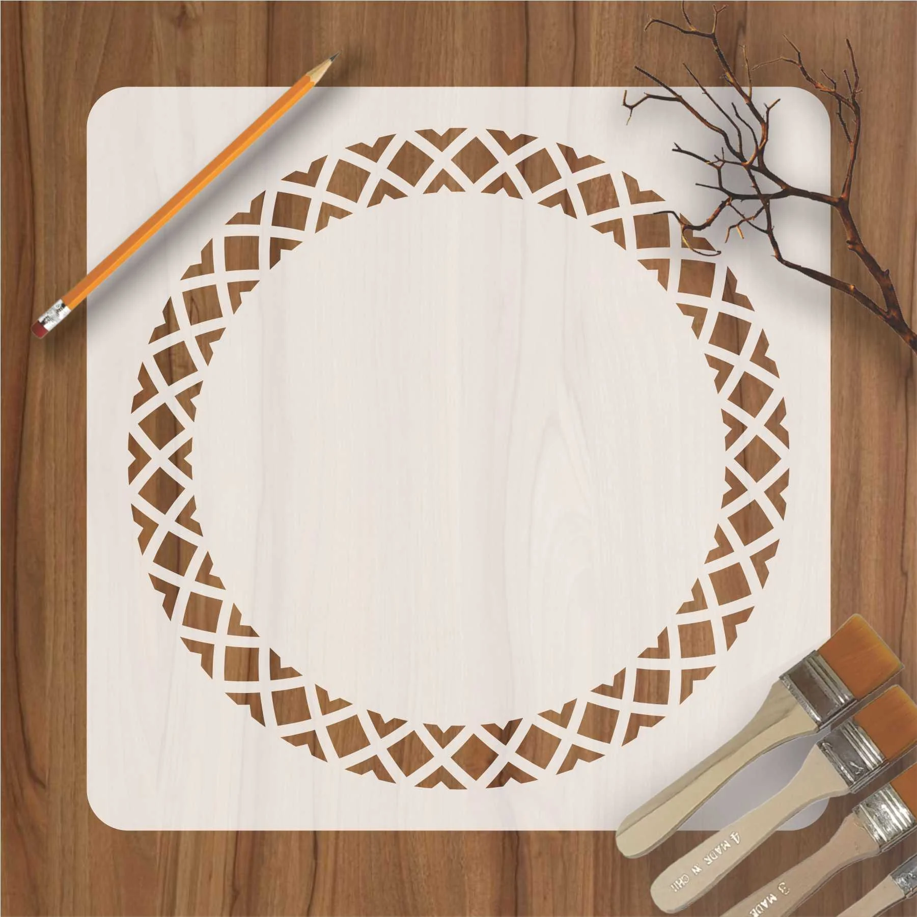 Round Mandala Border Reusable Stencil For Canvas And Wall Painting.ID#247