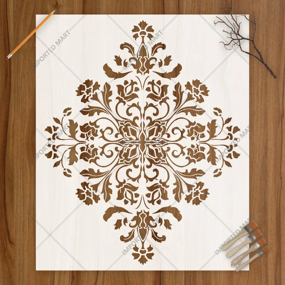Royal Damask Stencil for Wall, Floor & Furniture Art – Classic Victorian Ornamental Pattern – ID# 699 - Image 2