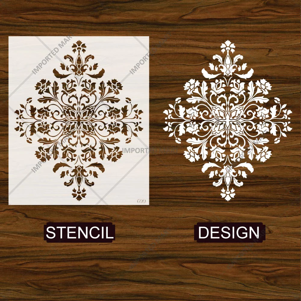 Royal Damask Stencil for Wall, Floor & Furniture Art – Classic Victorian Ornamental Pattern – ID# 699 - Image 3