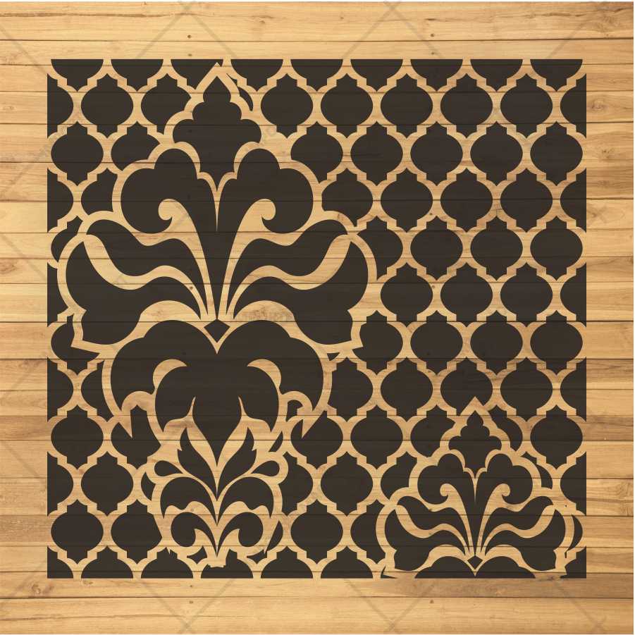 Royal Floral Damask Pattern Stencil for Wall, Wood & Floor Décor – Classic Moroccan Touch – ID# 634 - Image 3