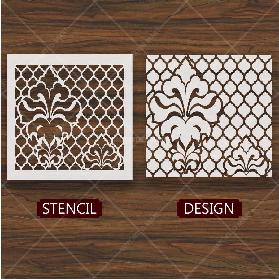 Royal Floral Damask Pattern Stencil for Wall, Wood & Floor Décor – Classic Moroccan Touch – ID# 634 - Image 4