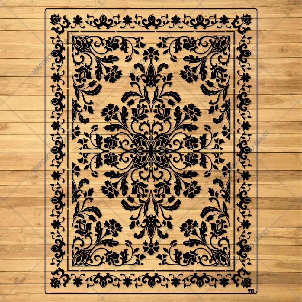 Royal Floral Mandala carpet Stencil for Wall, Floor, Furniture & Fabric Decor – Ornamental Art Design – ID# 711 - Image 4