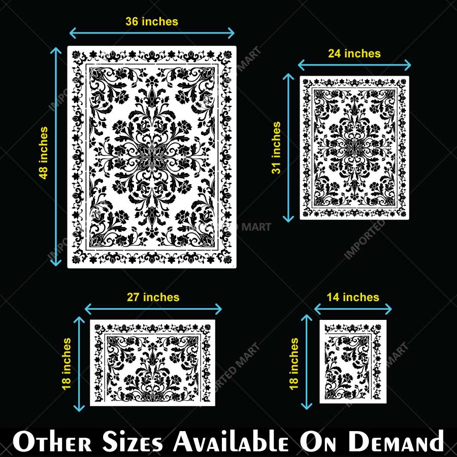 Royal Floral Mandala carpet Stencil for Wall, Floor, Furniture & Fabric Decor – Ornamental Art Design – ID# 711 - Image 6