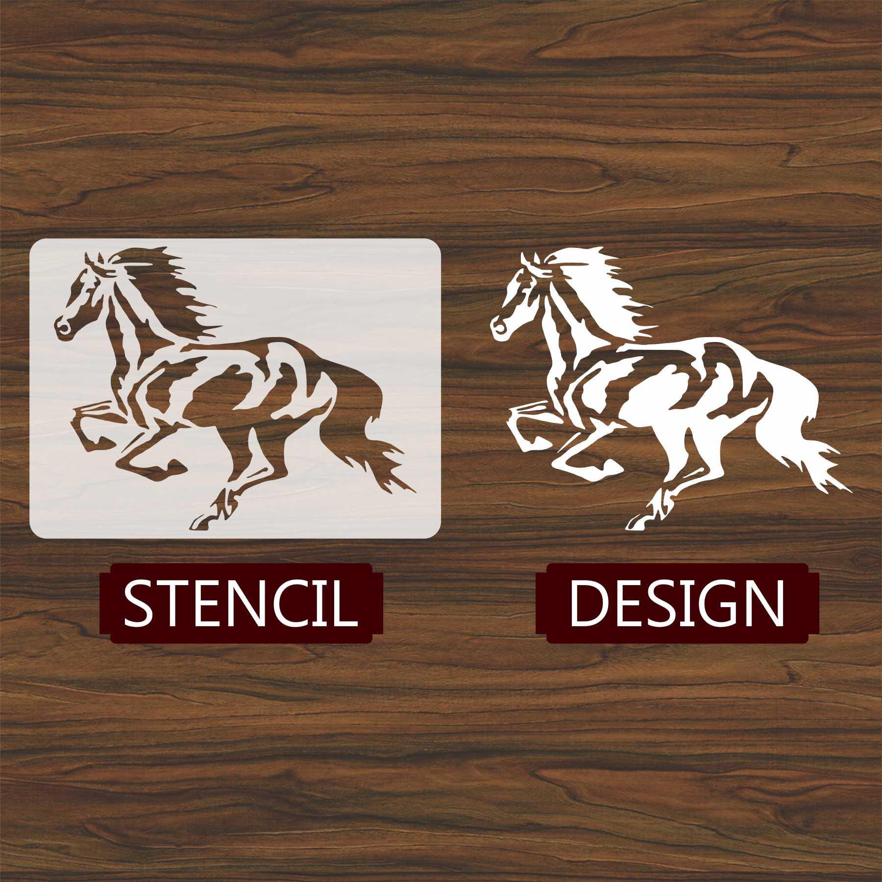 Running Horse Reusable Stencil for Canvas and wall painting.ID# 431 - Image 2