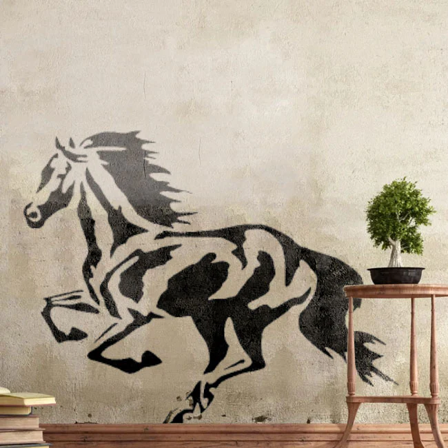 Running Horse Reusable Stencil for Canvas and wall painting.ID# 431 - Image 3