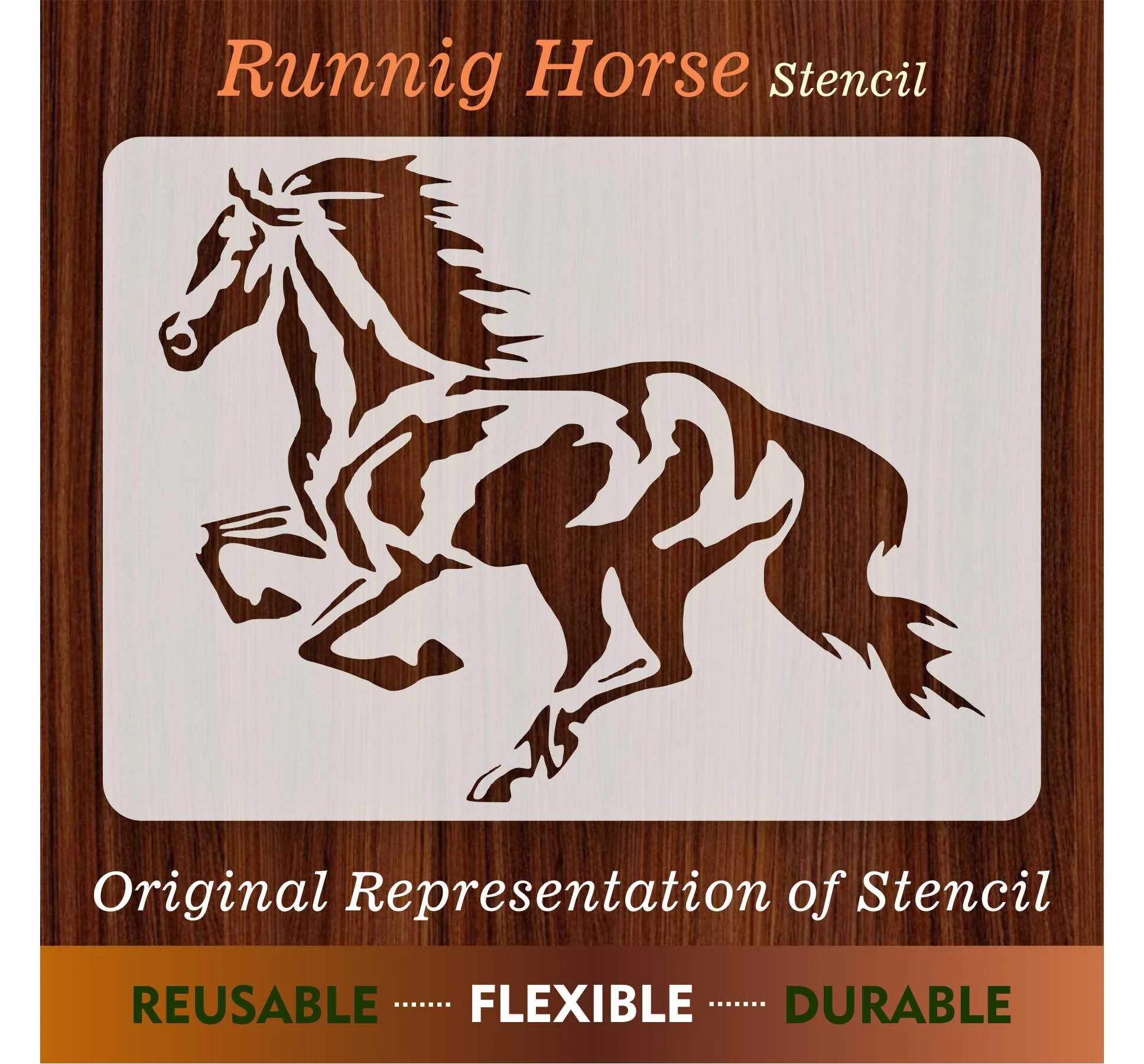 Running Horse Reusable Stencil for Canvas and wall painting.ID# 431 - Image 6