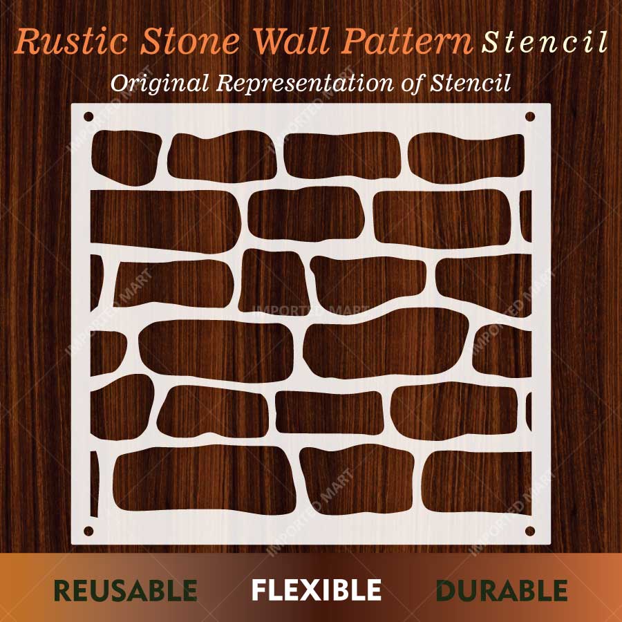 Rustic Stone Wall Brick Stencil for Wall, Concrete & Texture Paint Decor – Faux Rock Pattern – ID# 767 - Image 2