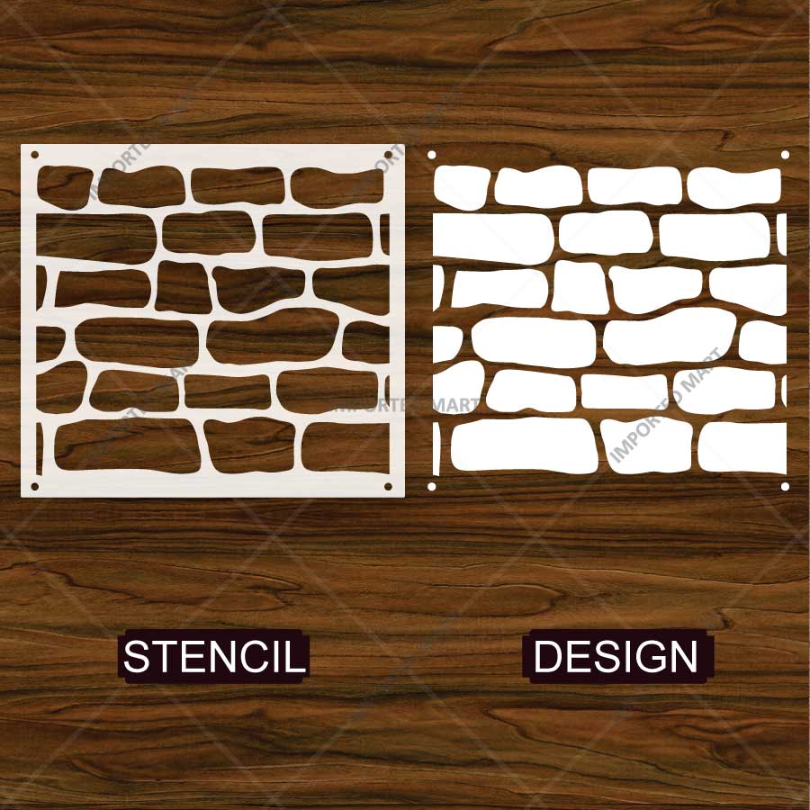 Rustic Stone Wall Brick Stencil for Wall, Concrete & Texture Paint Decor – Faux Rock Pattern – ID# 767 - Image 4