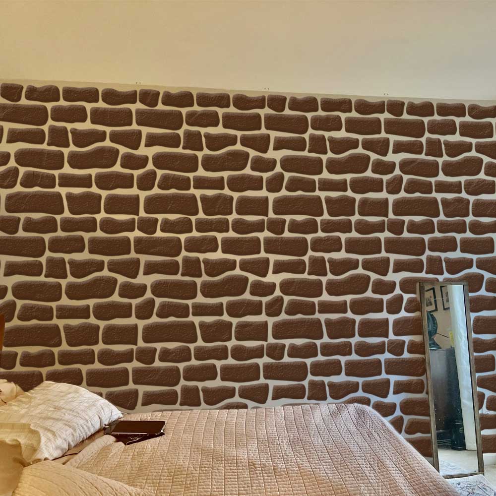 Rustic Stone Wall Brick Stencil for Wall, Concrete & Texture Paint Decor – Faux Rock Pattern – ID# 767 - Image 6