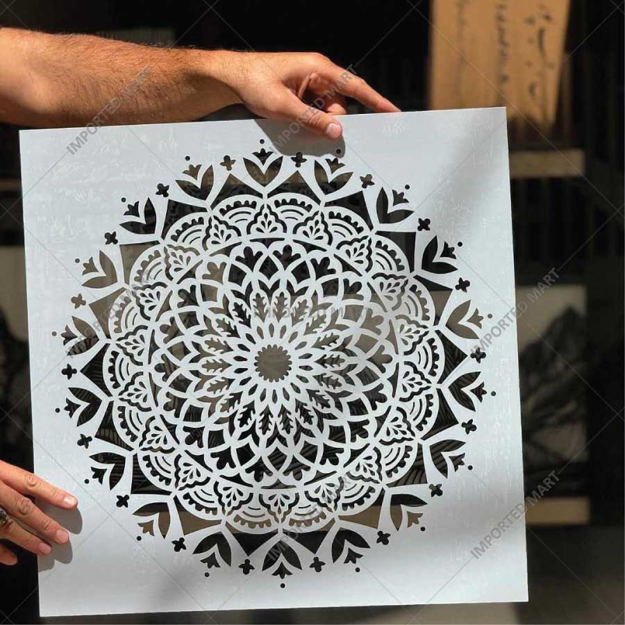 Sacred Geometry Mandala Stencil for Wall, Floor & Furniture Art – Decorative Round Mandala Pattern – ID# 726
