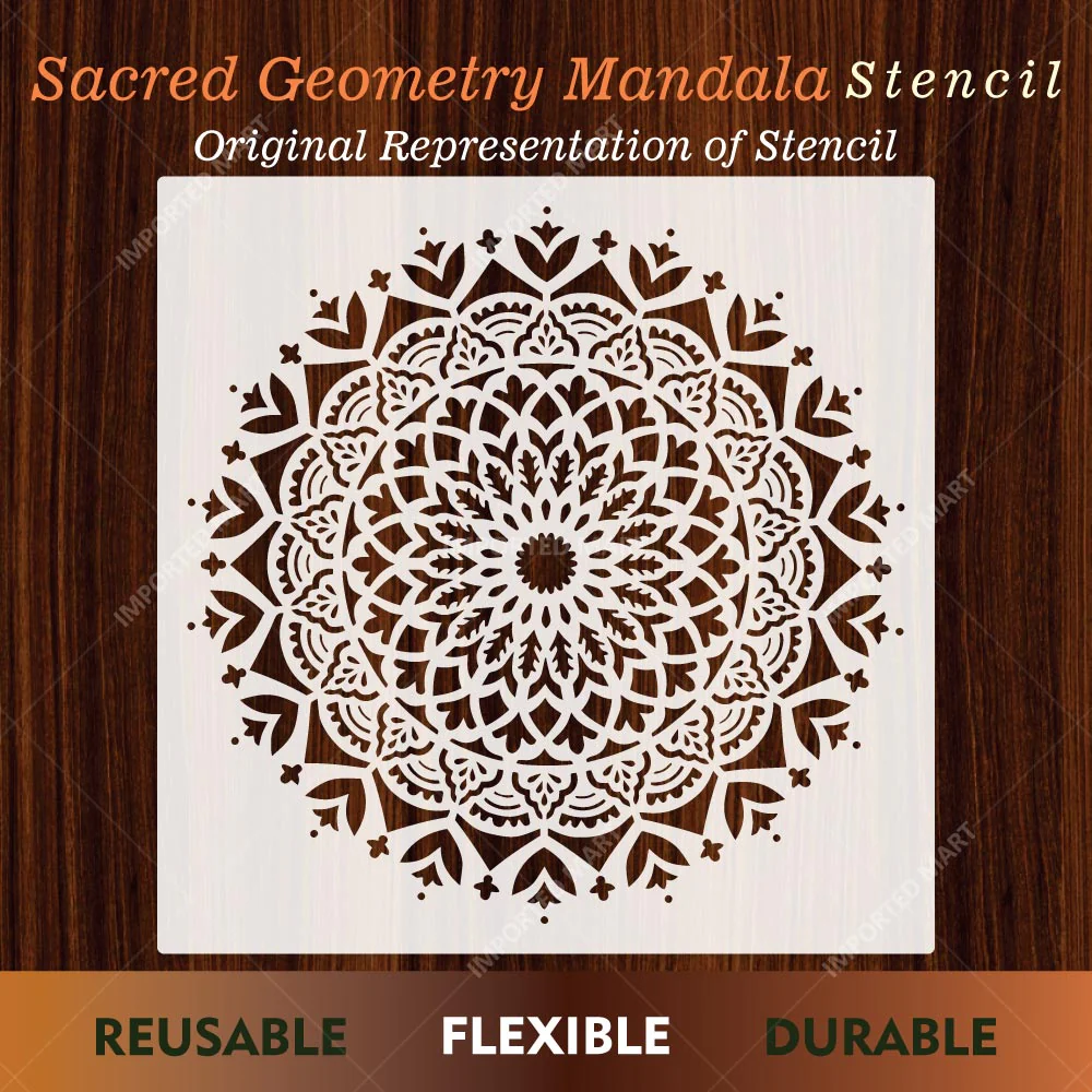 Sacred Geometry Mandala Stencil for Wall, Floor & Furniture Art – Decorative Round Mandala Pattern – ID# 726 - Image 2