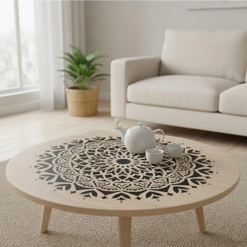 Sacred Geometry Mandala Stencil for Wall, Floor & Furniture Art – Decorative Round Mandala Pattern – ID# 726 - Image 7