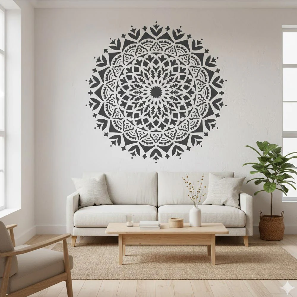 Sacred Geometry Mandala Stencil for Wall, Floor & Furniture Art – Decorative Round Mandala Pattern – ID# 726 - Image 8
