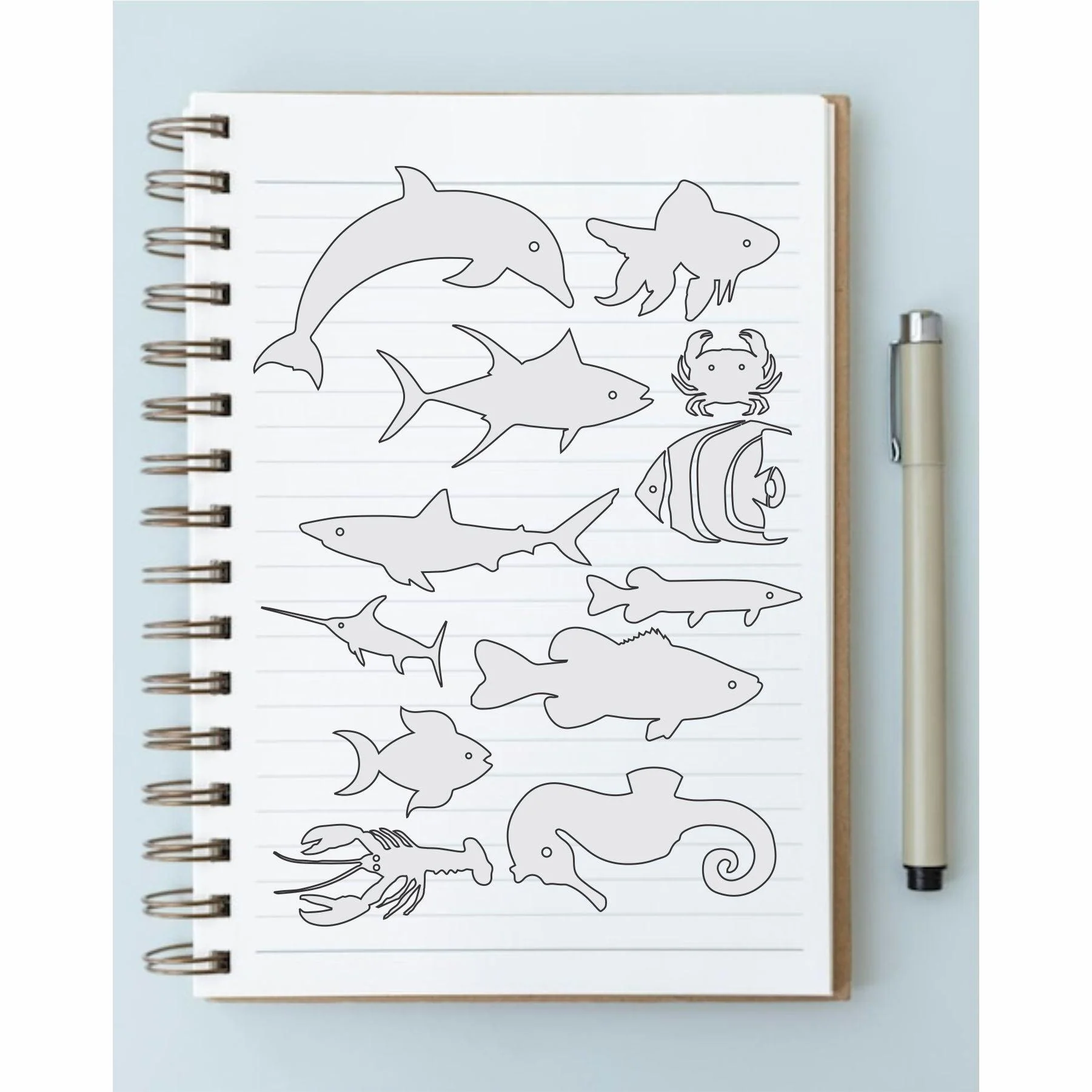 Sea Animals Reusable Stencil For Canvas And Wall Painting.ID#134 - Image 3