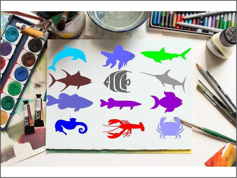Sea Animals Reusable Stencil For Canvas And Wall Painting.ID#134 - Image 4