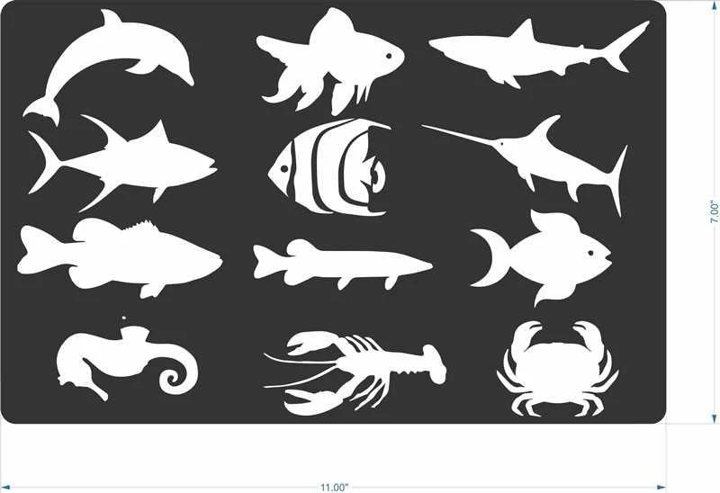Sea Animals Reusable Stencil For Canvas And Wall Painting.ID#134 - Image 5