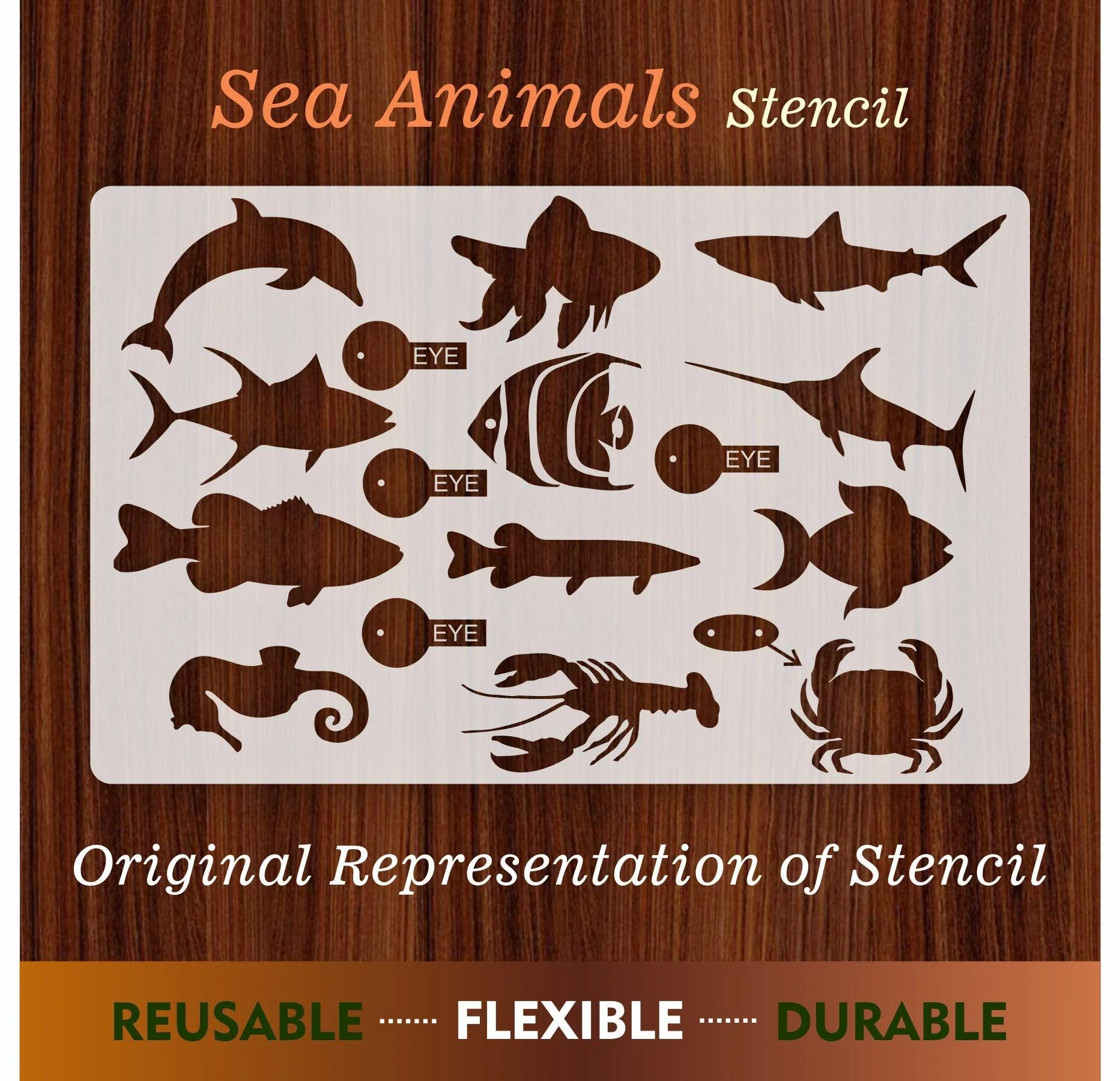 Sea Animals Reusable Stencil For Canvas And Wall Painting.ID#134 - Image 7