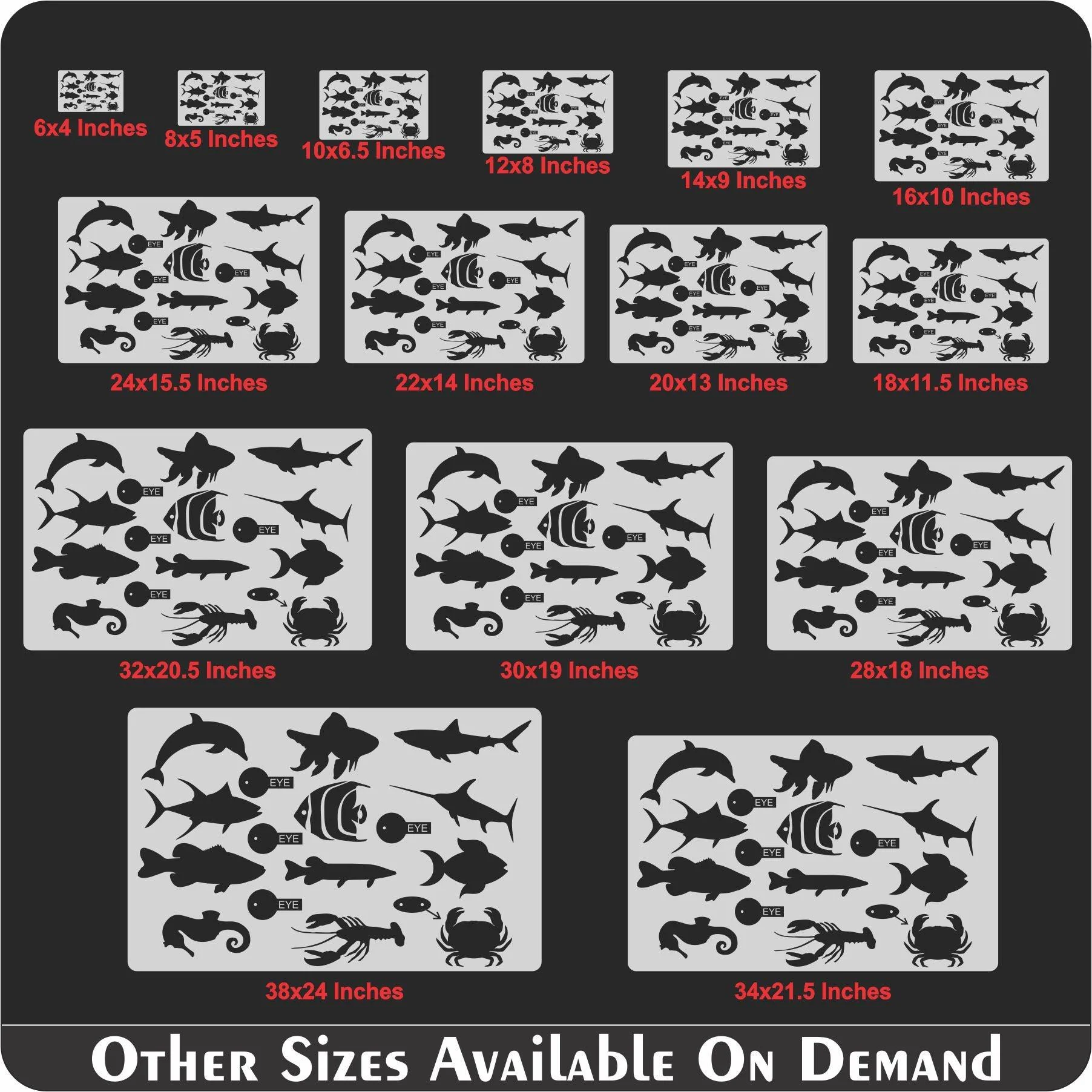 Sea Animals Reusable Stencil For Canvas And Wall Painting.ID#134 - Image 8