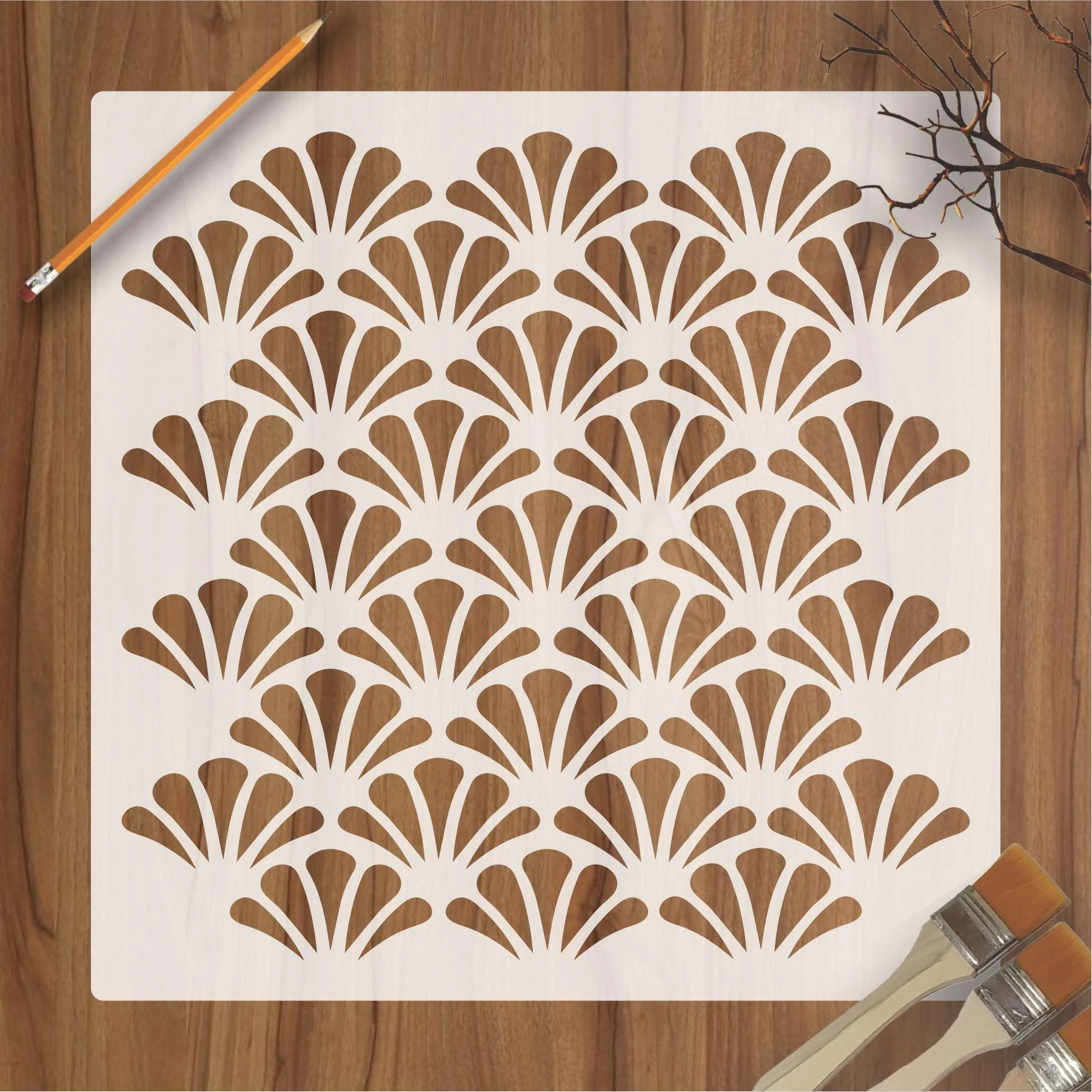 Seamless Geometric Pattern Reusable Stencil For Canvas And Wall Painting.ID#195