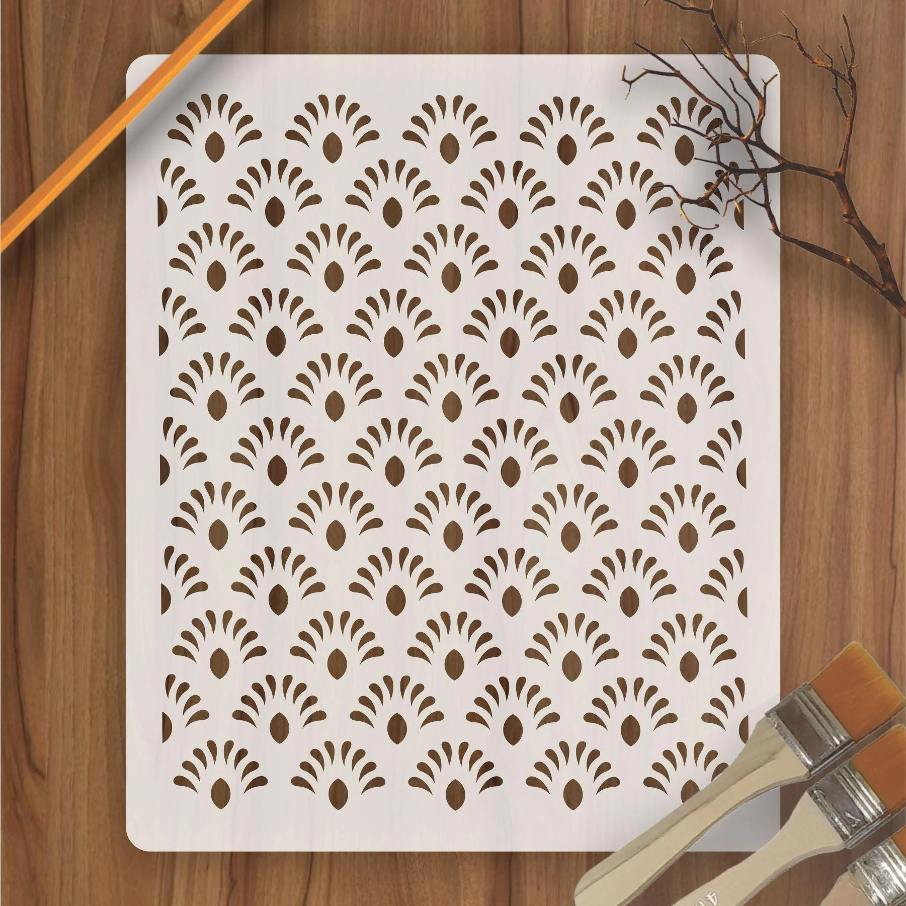Seamless Pattern Reusable Stencil for Canvas and wall painting.ID#60