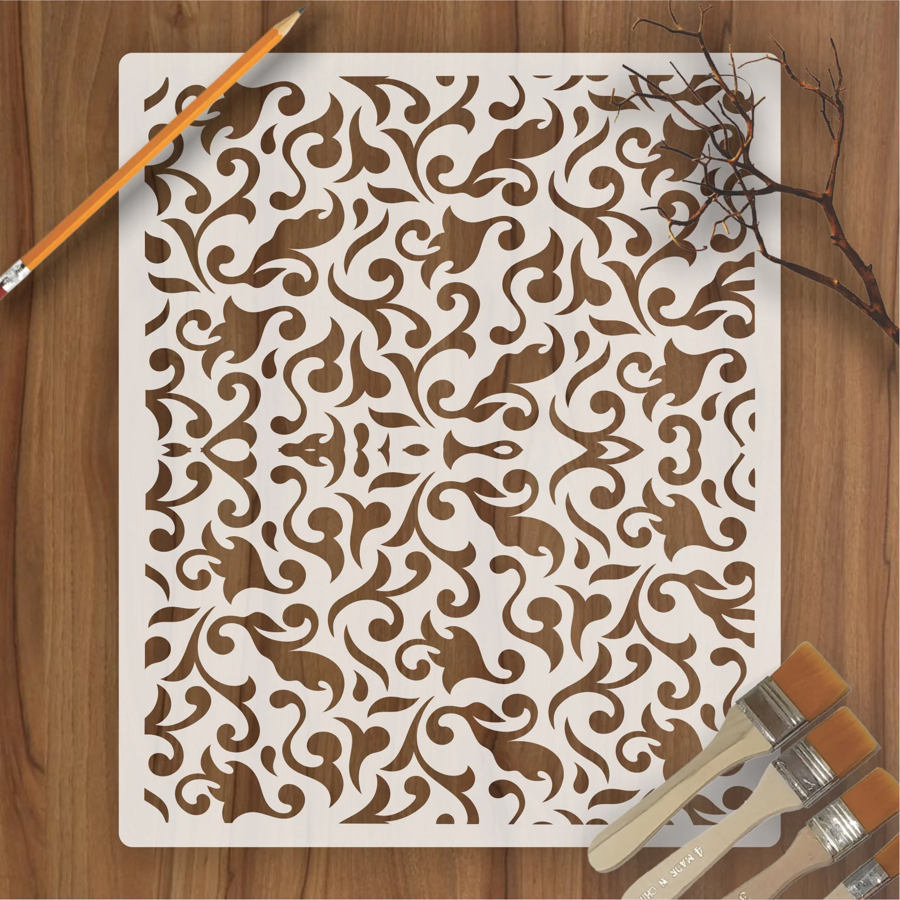 Seamless Pattern Reusable Stencil For Canvas And Wall Painting.ID#219