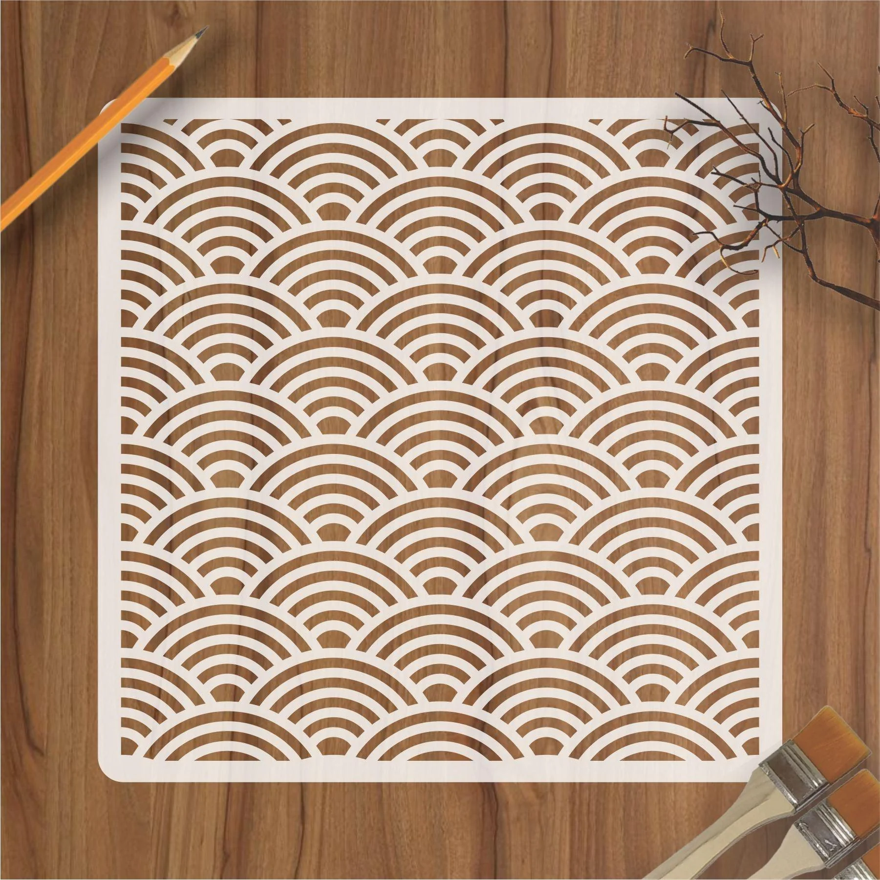 Seamless Pattern Reusable Stencil For Canvas And Wall Painting.ID#204